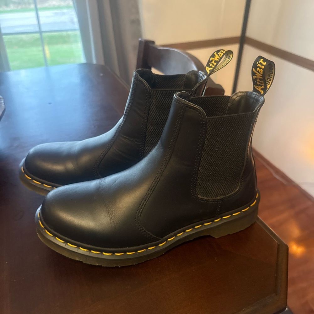 Dr. Martens Black Chelsea Boots women’s with Yellow Stitching airwair